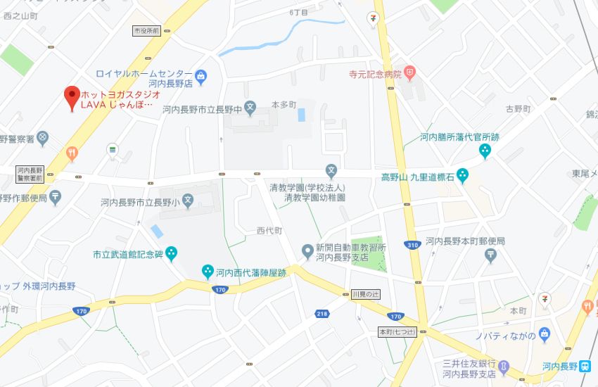 ホットヨガスタジオLAVAじゃんぼスクエア河内長野店地図