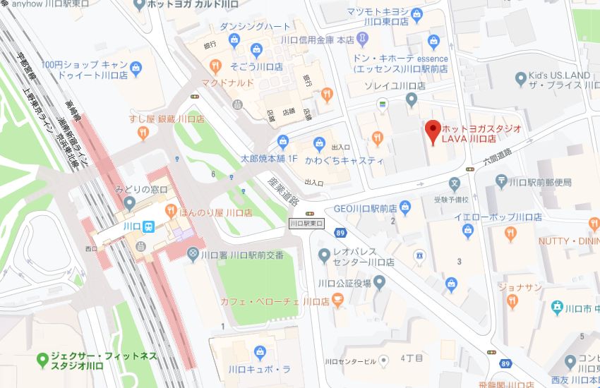 ホットヨガスタジオLAVA川口店地図