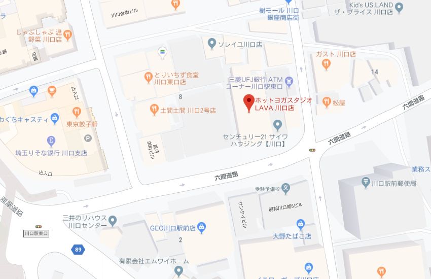 ホットヨガスタジオLAVA川口店地図