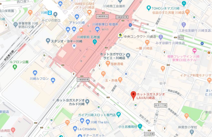 ホットヨガスタジオLAVA川崎店地図