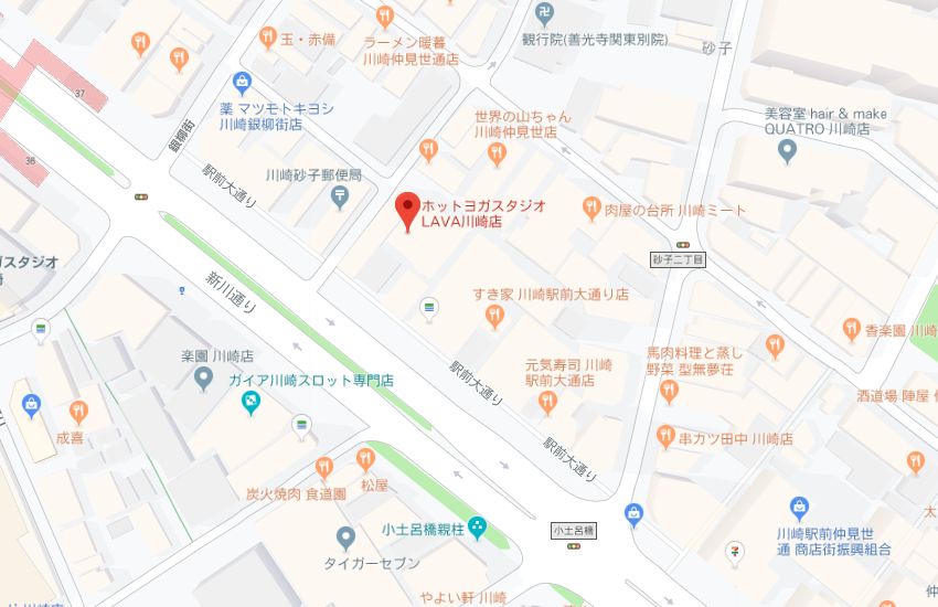 ホットヨガスタジオLAVA川崎店地図
