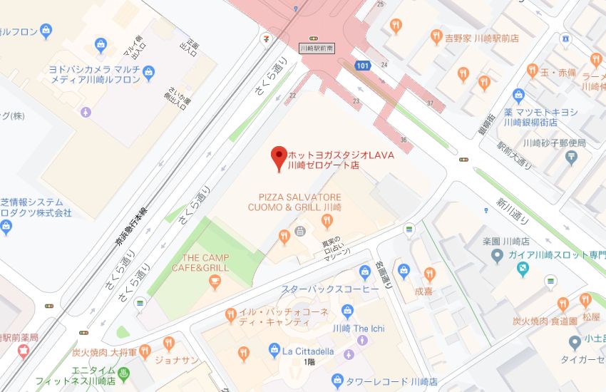 ホットヨガスタジオLAVA川崎ゼロゲート店地図