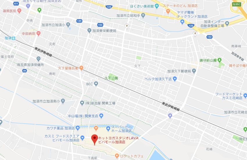 ホットヨガスタジオLAVAビバモール加須店地図