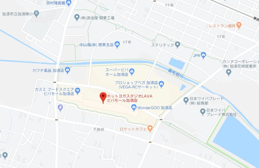 ホットヨガスタジオLAVAビバモール加須店地図