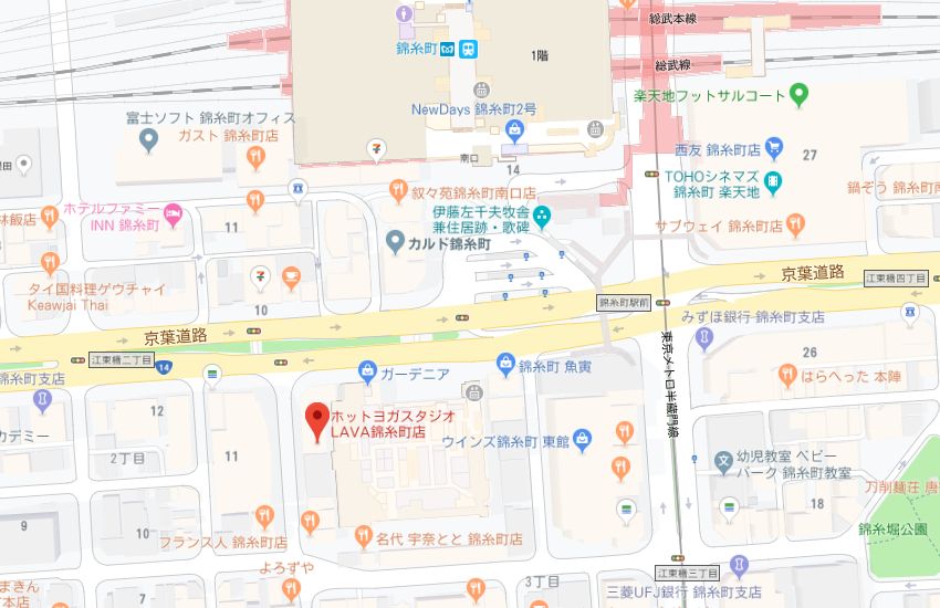 ホットヨガスタジオLAVA錦糸町店地図