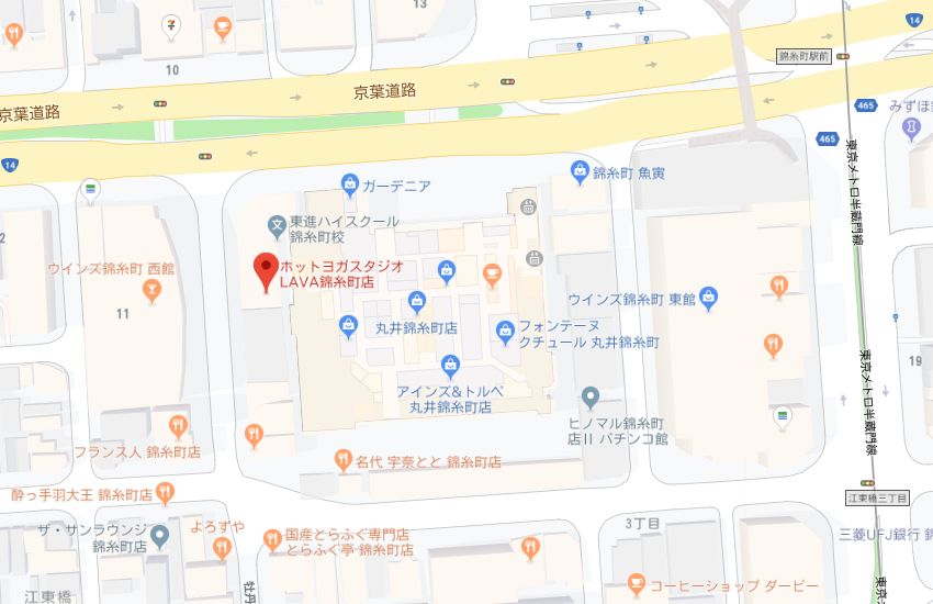 ホットヨガスタジオLAVA錦糸町店地図