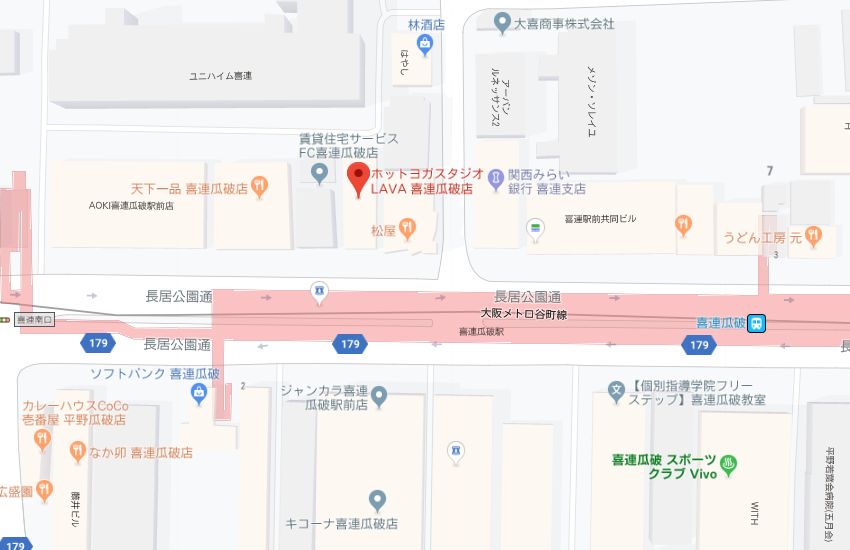 ホットヨガスタジオLAVA喜連瓜破店地図