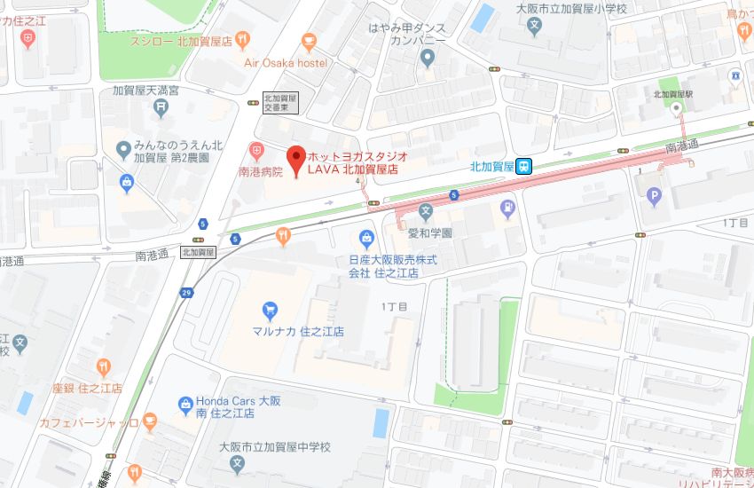 ホットヨガスタジオLAVA北加賀屋店地図