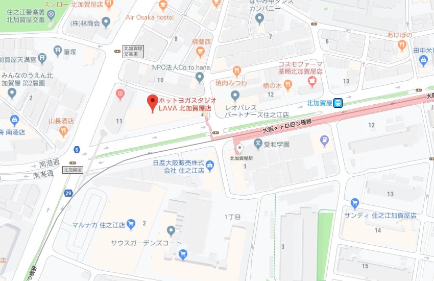 ホットヨガスタジオLAVA北加賀屋店地図