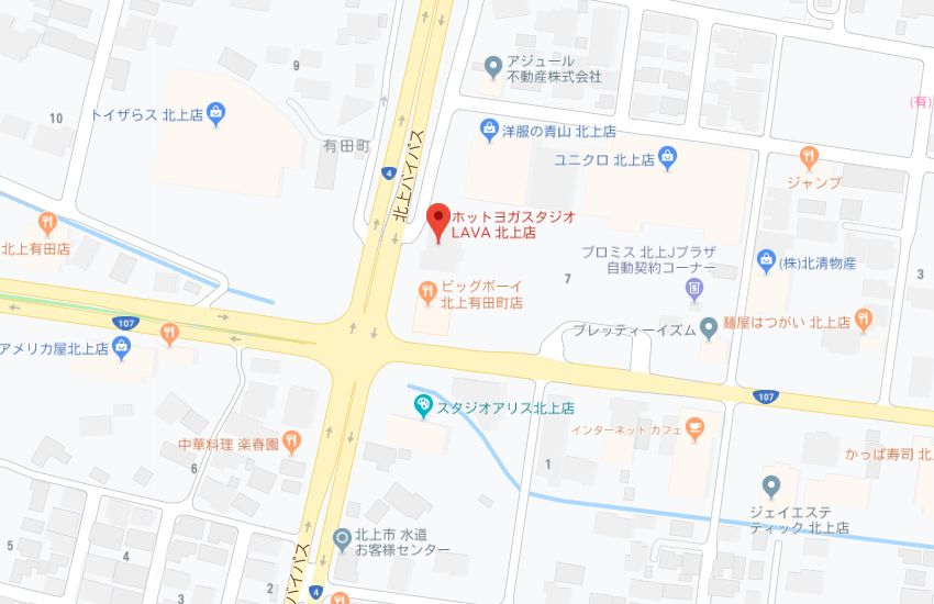 ホットヨガスタジオLAVA北上店地図