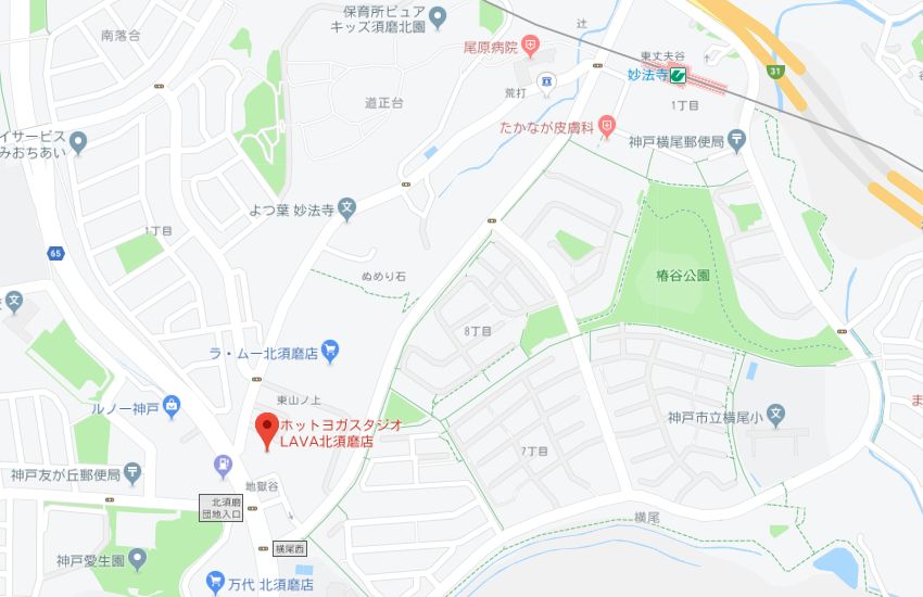 ホットヨガスタジオLAVA北須磨店地図