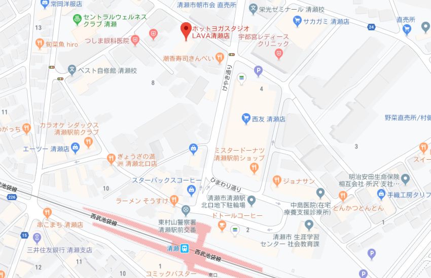 ホットヨガスタジオLAVA清瀬店地図