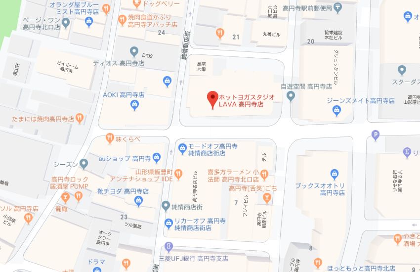 ホットヨガスタジオLAVA高円寺店地図