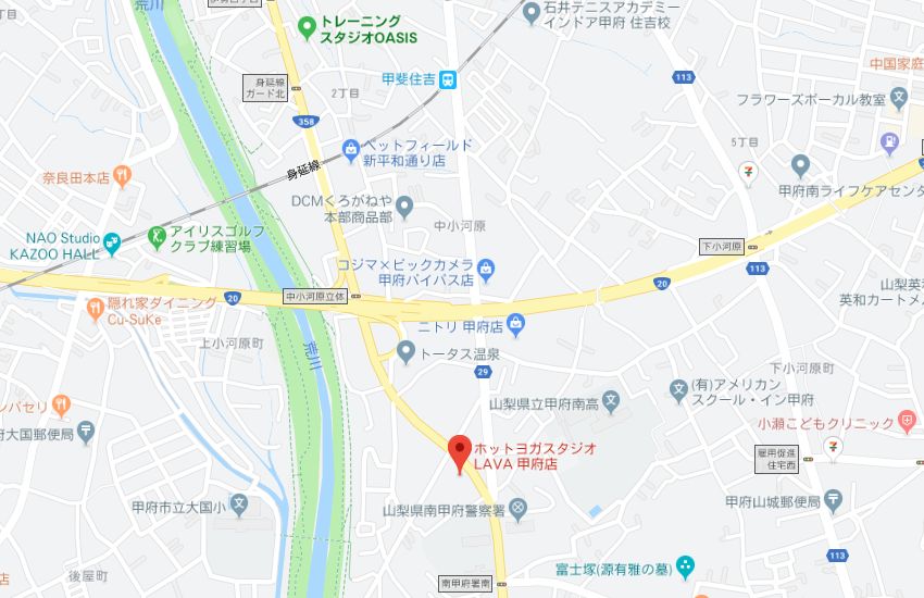 ホットヨガスタジオLAVA甲府店地図