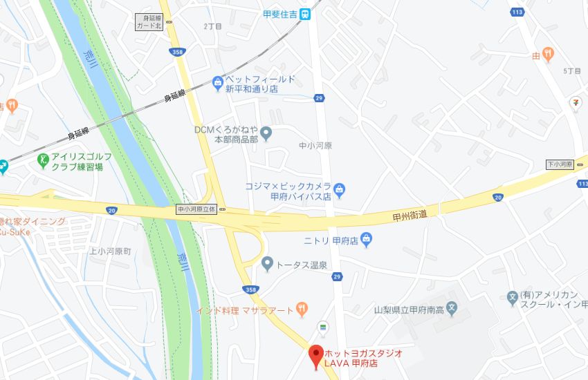 ホットヨガスタジオLAVA甲府店地図