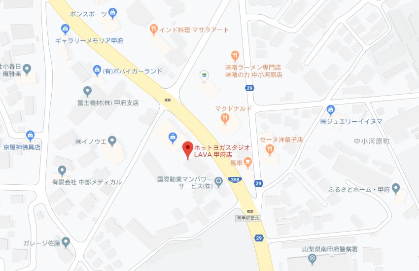 ホットヨガスタジオLAVA甲府店地図