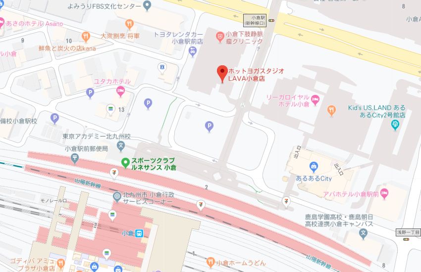 ホットヨガスタジオLAVA小倉店地図