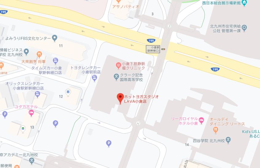 ホットヨガスタジオLAVA小倉店地図