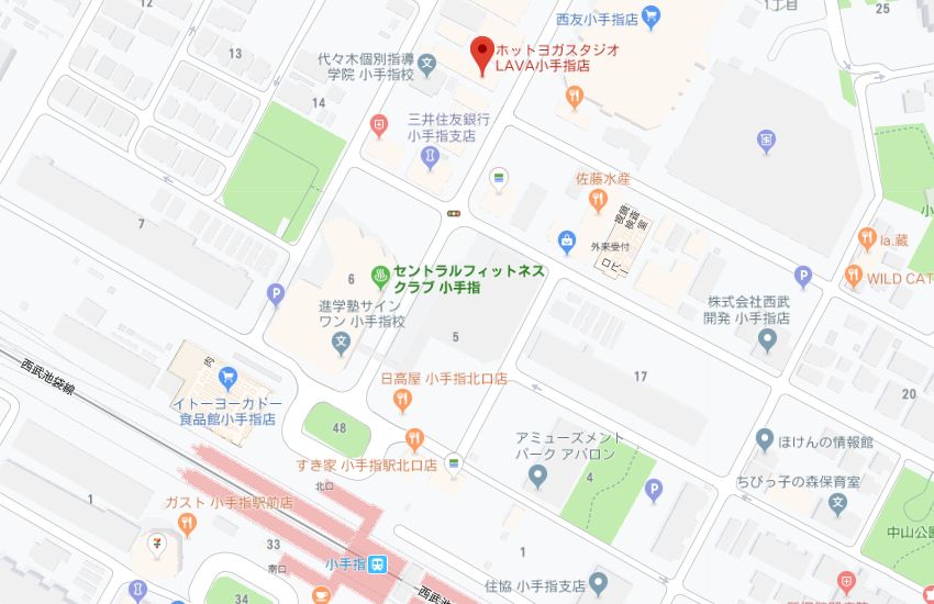 ホットヨガスタジオLAVA小手指店地図