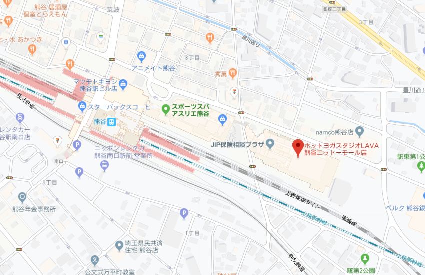ホットヨガスタジオLAVA熊谷ニットーモール店地図