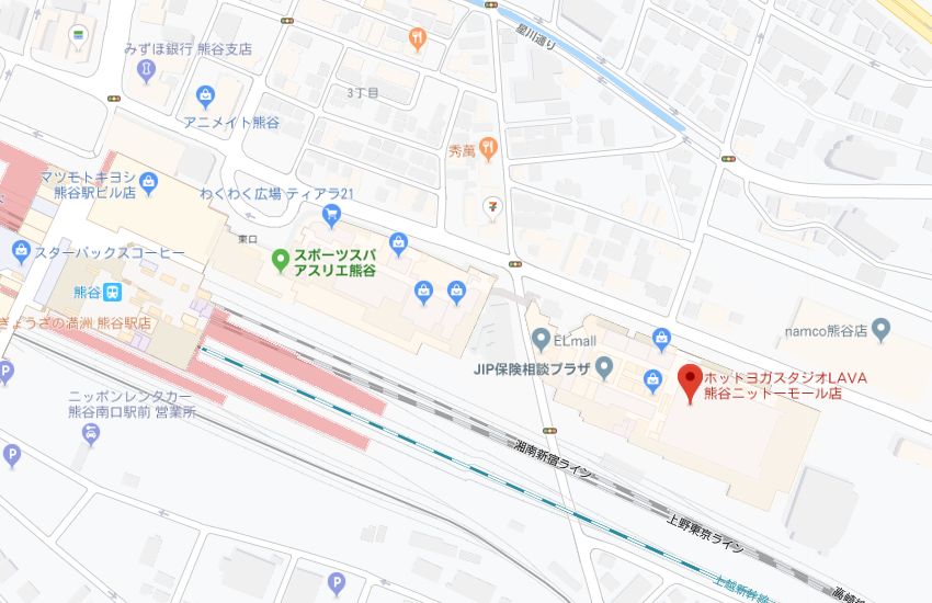 ホットヨガスタジオLAVA熊谷ニットーモール店地図