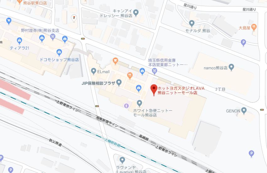 ホットヨガスタジオLAVA熊谷ニットーモール店地図
