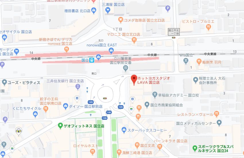 ホットヨガスタジオLAVA国立店地図