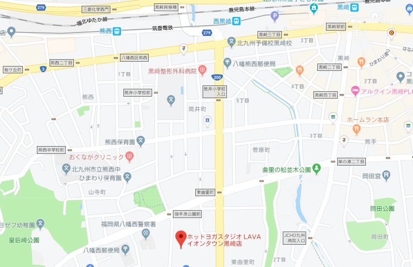 ホットヨガスタジオLAVAイオンタウン黒崎店地図