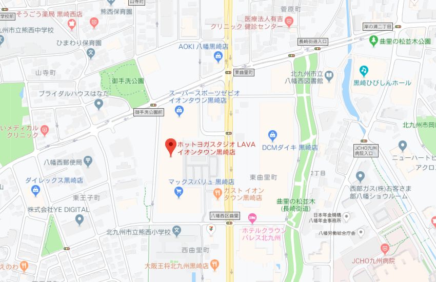 ホットヨガスタジオLAVAイオンタウン黒崎店地図