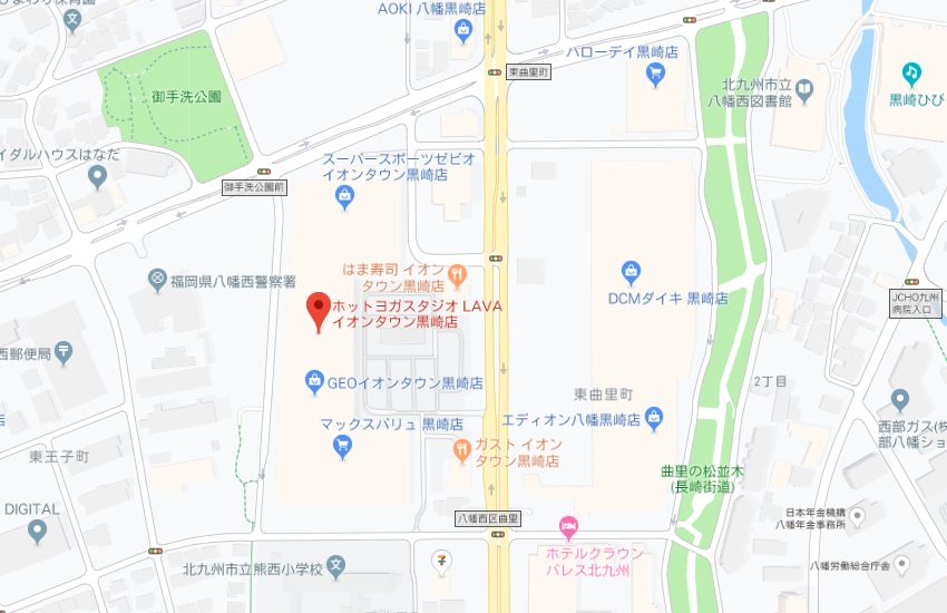 ホットヨガスタジオLAVAイオンタウン黒崎店地図