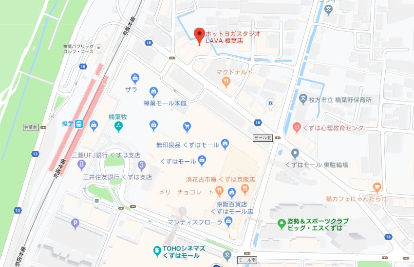 ホットヨガスタジオLAVA樟葉店地図