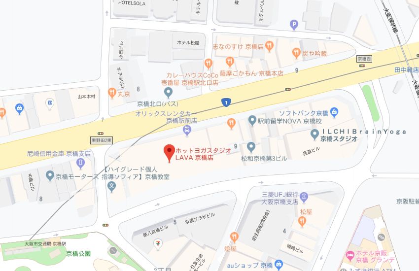 ホットヨガスタジオLAVA京橋店地図