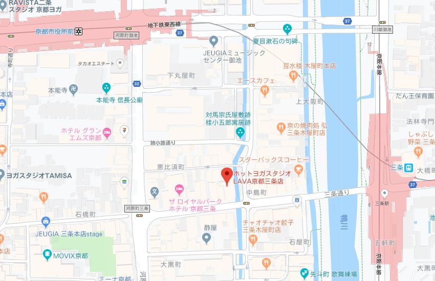 ホットヨガスタジオLAVA京都三条店地図