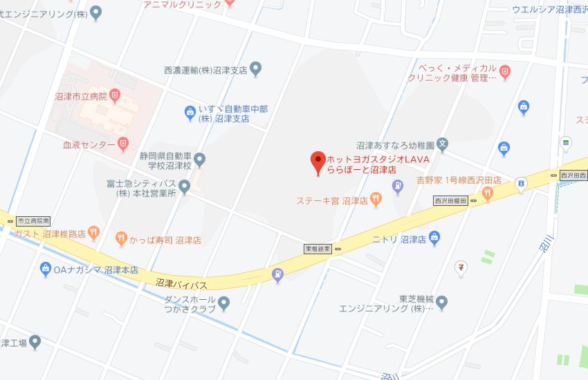 ホットヨガスタジオLAVAららぽーと沼津店地図