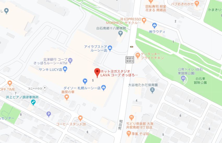 ホットヨガスタジオLAVAコープさっぽろルーシー店地図