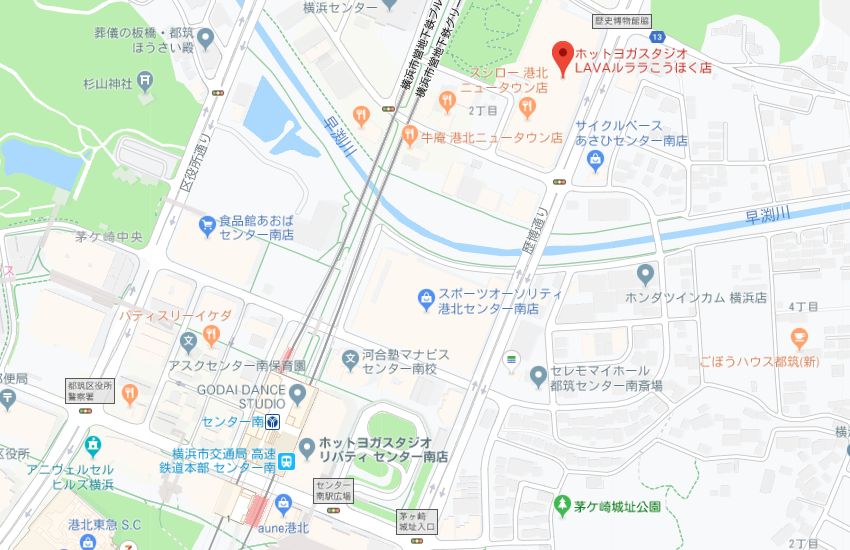 ホットヨガスタジオLAVAルララこうほく店地図