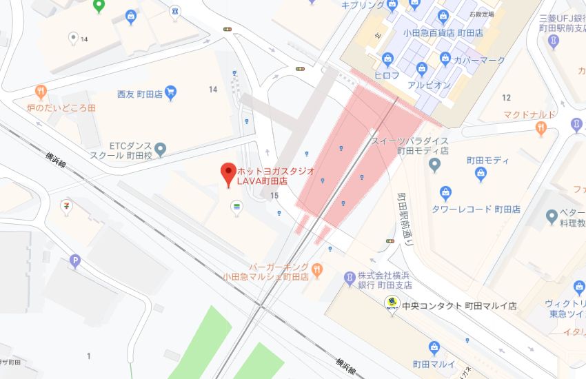 ホットヨガスタジオLAVA町田店地図