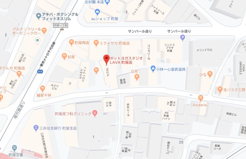 ホットヨガスタジオLAVA町屋店地図