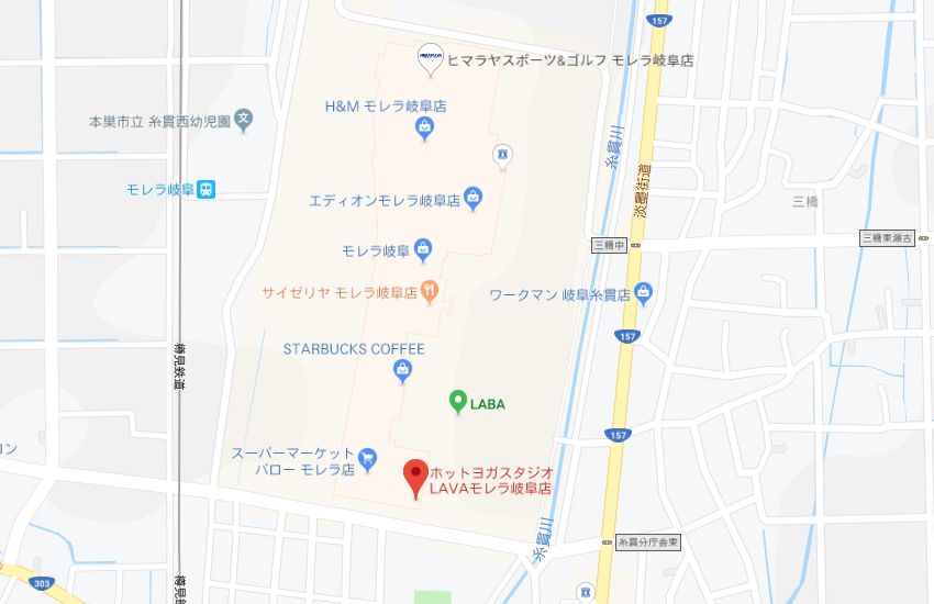 ホットヨガスタジオLAVAモレラ岐阜店地図