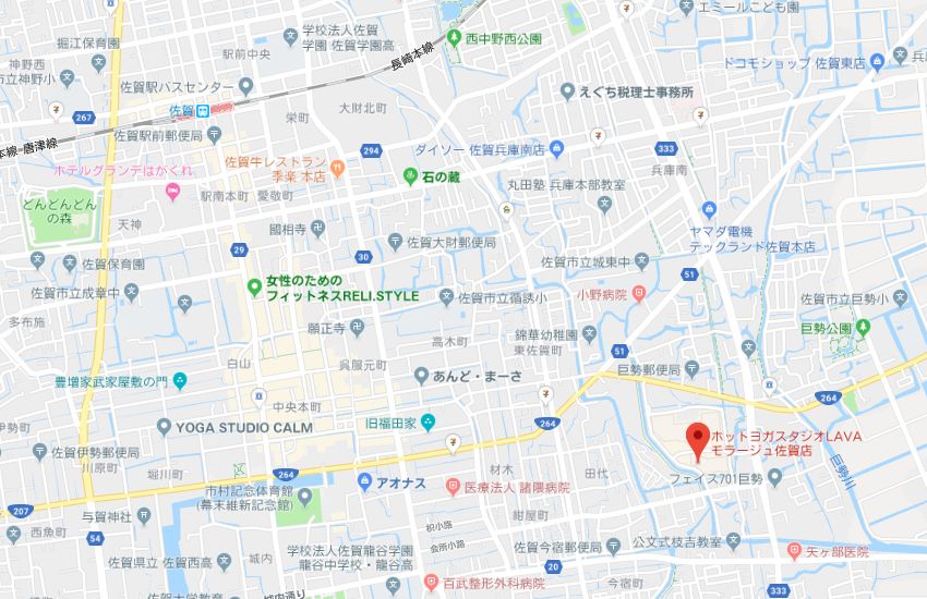 ホットヨガスタジオLAVAモラージュ佐賀店地図