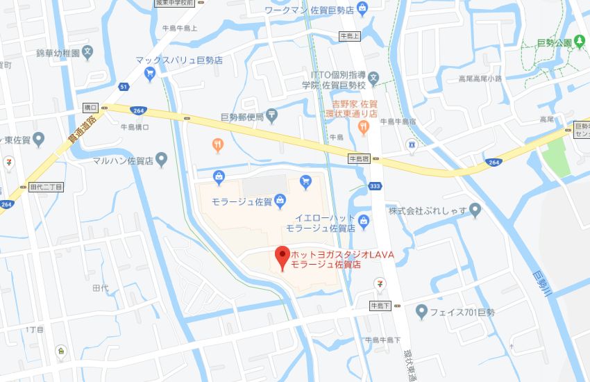 ホットヨガスタジオLAVAモラージュ佐賀店地図