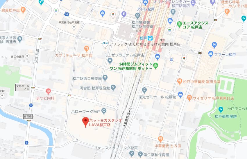 ホットヨガスタジオLAVA松戸店地図