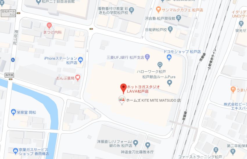 ホットヨガスタジオLAVA松戸店地図