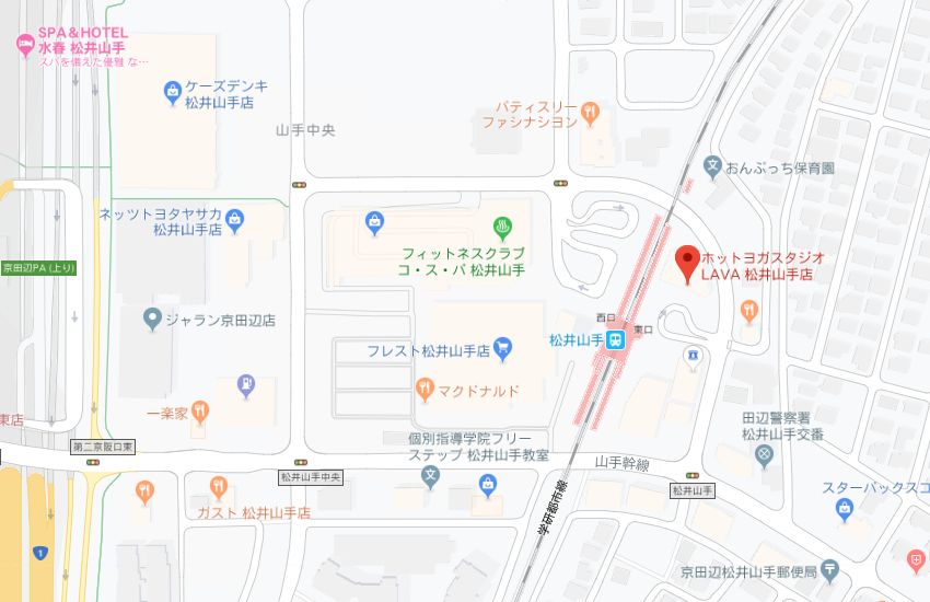 ホットヨガスタジオLAVA松井山手店地図