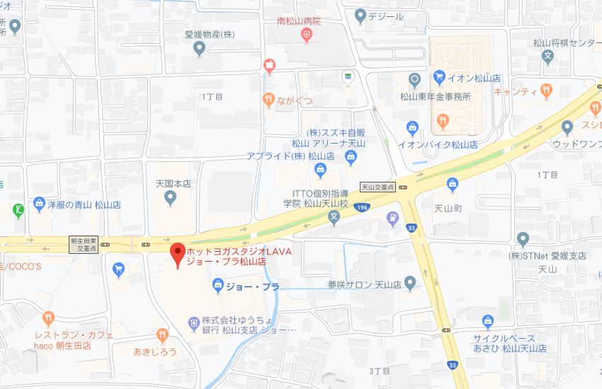 ホットヨガスタジオLAVAジョー・プラ松山店地図