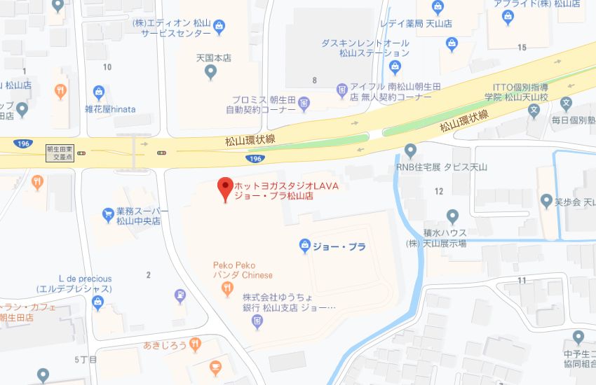 ホットヨガスタジオLAVAジョー・プラ松山店地図