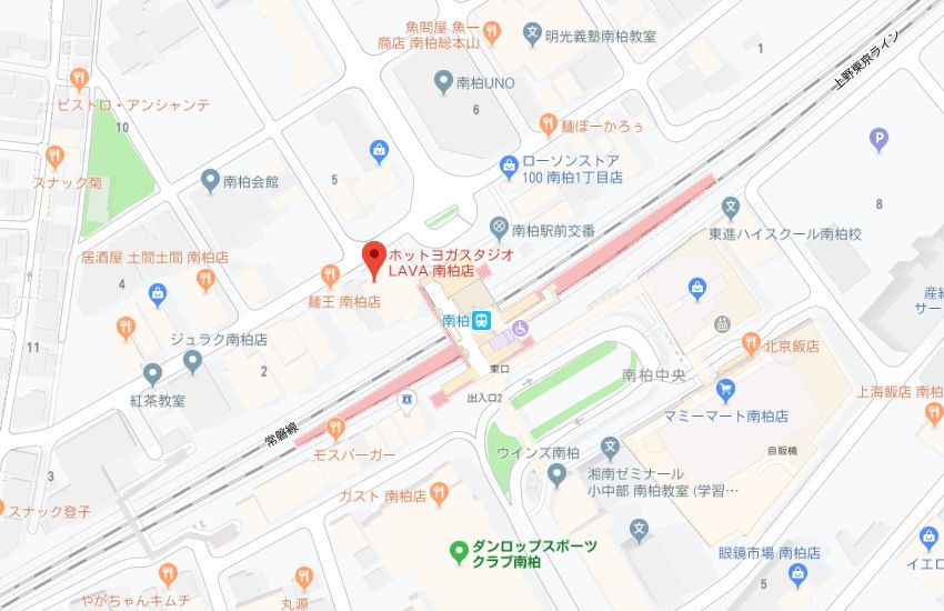 ホットヨガスタジオLAVA南柏店地図