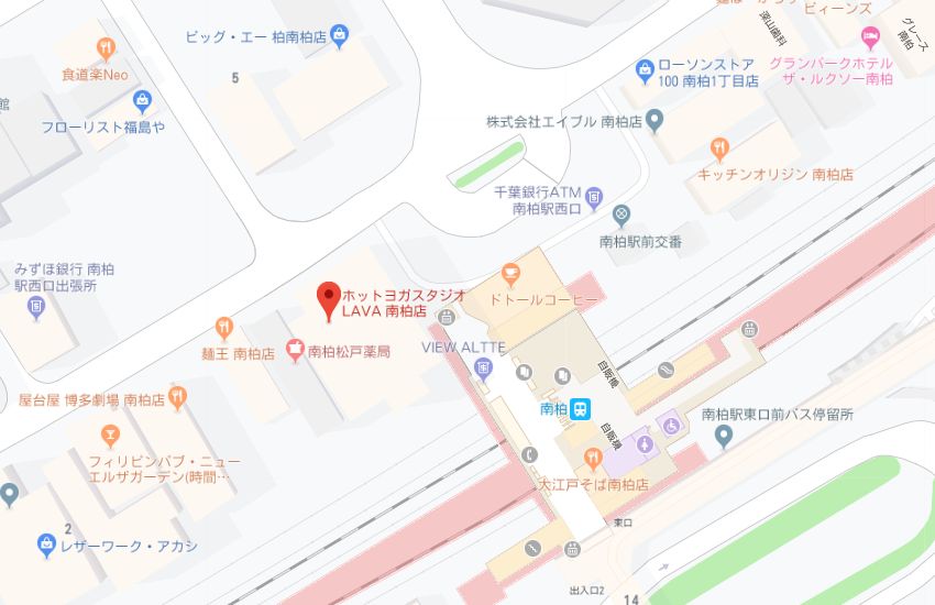 ホットヨガスタジオLAVA南柏店地図