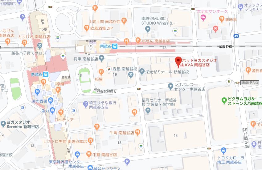 ホットヨガスタジオLAVA南越谷店地図