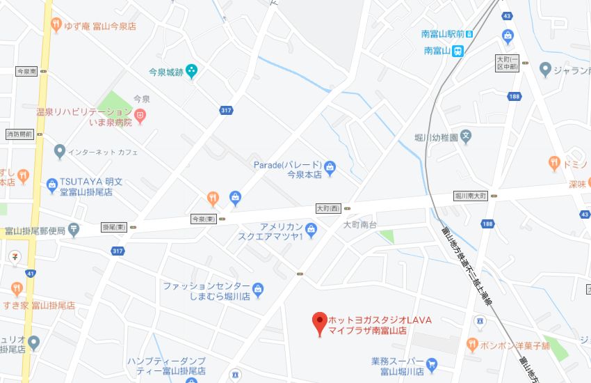 ホットヨガスタジオLAVAマイプラザ南富山店地図